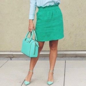🆕 J Crew Green City Skirt. Linen Blend with Hand Pockets & Elastic Waist. NWOT